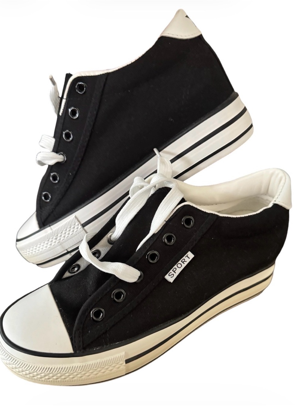 Platform Sneakers Women's Black Canvas